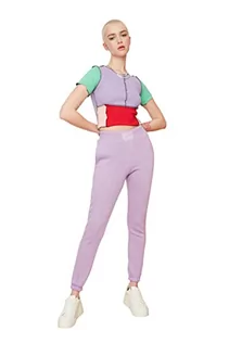 Spodnie damskie - TRENDYOL Damskie spodnie dresowe R Nerv z dzianiny, liliowy, S - grafika 1