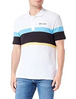 Koszulki męskie - Champion Męska koszulka polo Legacy Light Cotton Pique Color Block Shirt, (biała/czarna), S - grafika 1