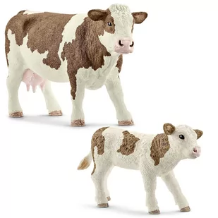 Schleich Farm World - Zestaw figurek krowa i cielę, figurki zwierząt dla dzieci 2 szt - Klocki - miniaturka - grafika 1