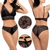 Bielizna nocna - Babell 172 Koronkowe Figi bawełniane Czarny L - miniaturka - grafika 1