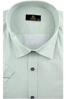 Koszule męskie - Duża Koszula Męska Elegancka Wizytowa do garnituru miętowa w kropki z krótkim rękawem Duże rozmiary Classo N553 - grafika 1