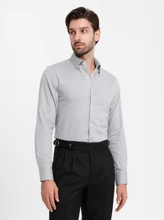 Męska koszula SLIM FIT z ozdobnej tkaniny szara V2 OM-SHCS-0175 XXL - Koszule męskie - miniaturka - grafika 1