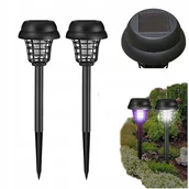 Lampy owadobójcze - 2x Lampa Solarna Ogrodowa 2w1 Zewnętrzna 2 Tryby pracy Led + Owadobójcza - miniaturka - grafika 1