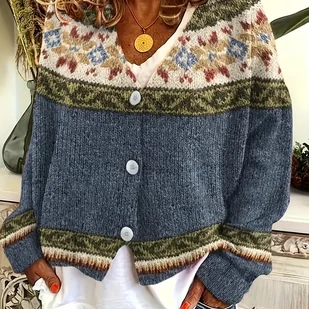 TEMU Damski miękki kardigan - Luźny sweter z długim rękawem zapinany na guziki, płaszcz w stylu marynarki, całoroczny element warstwowego stroju w - Swetry damskie - miniaturka - grafika 1