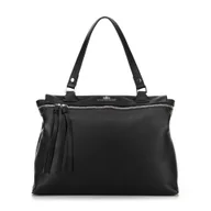 Torebki damskie - Damski kuferek ze skóry naturalnej czarno - srebrny - miniaturka - grafika 1