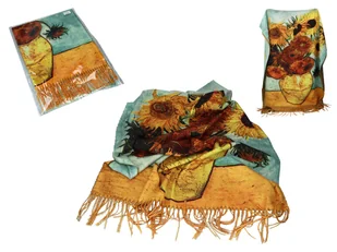 Szal - V. van Gogh, Słoneczniki w wazonie (CARMANI) - Apaszki i szaliki damskie - miniaturka - grafika 1