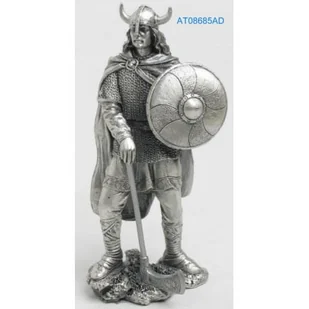 WIKING PIESZY WOJOWNIK Z TOPOREM I TARCZĄ CYNOWA FIGURKA - Figurki dekoracyjne - miniaturka - grafika 1