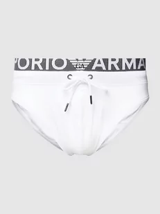 Spodenki kąpielowe z elastycznym paskiem z logo - Kąpielówki męskie - miniaturka - grafika 1