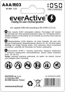 EverActive R03/AAA 1000mAh Professional line opak 4 akumulatorki blister EVHRL03-1000 EVHRL03-1000 - Ładowarki i akumulatory - miniaturka - grafika 2