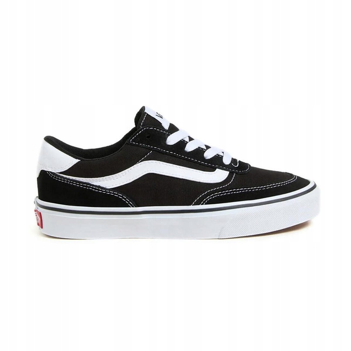 VANS BROOKLYN CZARNE DAMSKIE TRAMPKI Z BIAŁYM PASKIEM ZE SKÓRĄ 41 16LA
