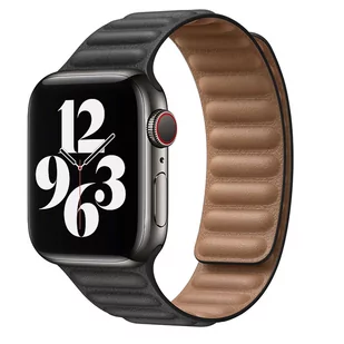 Pasek skórzany opaska do Apple Watch 7 45mm (Czarny) - Akcesoria do smartwatchy - miniaturka - grafika 1