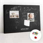 Tablice i flipcharty - Szkolna Tablica korkowa 60x40 cm, Kolorowe Pinezki, wzór Mapa świata kraje - miniaturka - grafika 1