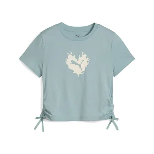 Młodzieżowa koszulka FLAMING LOVE z węzłem PUMA Modern Mint Green - Odzież sportowa dziecięca - miniaturka - grafika 1