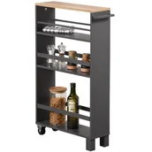 Wózki kuchenne - Wąska szafka kuchenna ciemnoszara - miniaturka - grafika 1