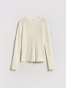 Swetry dla dziewczynek - Reserved - Lekki sweter z wiskozą - złamana biel - miniaturka - grafika 1