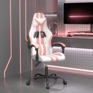 Fotele gamingowe - Lumarko Obrotowy fotel gamingowy, biało-różowy, sztuczna skóra - miniaturka - grafika 1