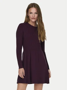 ONLY Sukienka dzianinowa 15306551 Bordowy Regular Fit - Sukienki - miniaturka - grafika 1