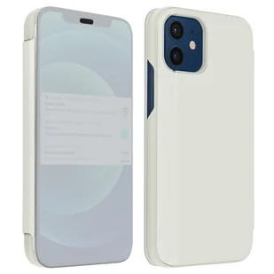 Etui na iPhone 12 Mini Przezroczysta klapka Design Mirror Podstawka wideo srebrna - Etui i futerały do telefonów - miniaturka - grafika 1