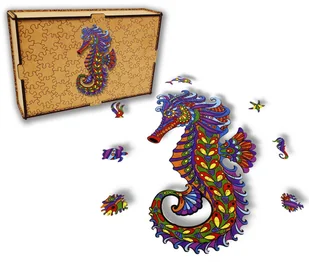 Puzzle Drewniane dla dzieci i dorosłych Konik morski w pudełku drewnianym - Puzzle - miniaturka - grafika 1