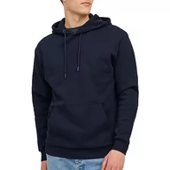 Bluzy męskie - JACK & JONES Jjebradley Sweat Hood Noos męska bluza z kapturem, granatowy blezer, XL - miniaturka - grafika 1