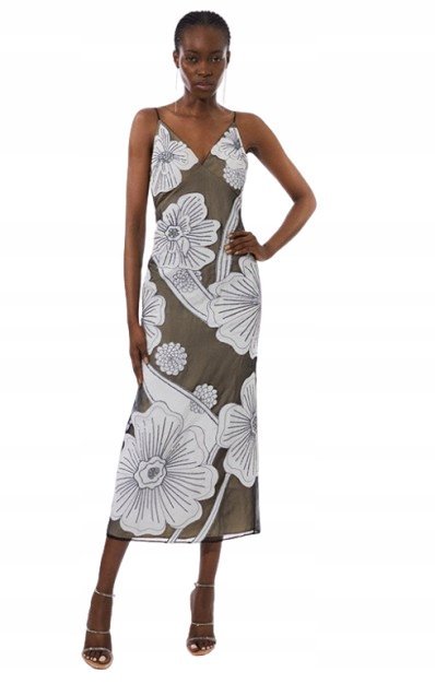 KAREN MILLEN PETITE SUKIENKA NA RAMIĄCZKACH Z WZOREM KWIATOWYM 36 B1C