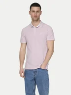 Koszulki męskie - Only & Sons Polo Fletcher 22024827 Różowy Regular Fit - miniaturka - grafika 1