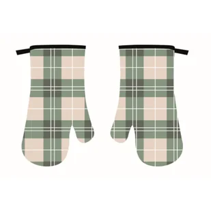 Komplet rękawic kuchennych Tartan 19 x 30 cm zielone - Fartuchy i rękawice kuchenne - miniaturka - grafika 1