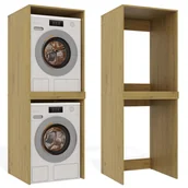 Szafki łazienkowe - Szafka Łazienkowa na Pralkę i Suszarkę POLA TWIN Regał Słupek DĄB ARTISAN - miniaturka - grafika 1