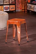 Wyposażenie pokoiku dziecięcego - Inter Link 85300216 taboret, metal, skóra, kolor miedziany, 35 x 35 x 45 cm - miniaturka - grafika 1