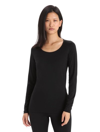 Icebreaker 200 Oasis LS Scoop - damska bluza termoaktywna - black