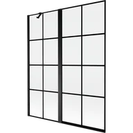 Parawany nawannowe - Mexen Mist parawan nawannowy 2-skrzydłowy lewy 140 x 150 cm, czarna kratka, czarny - 8A9-140-011-70-77-L - miniaturka - grafika 1