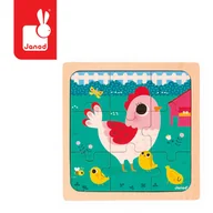 Puzzle - Puzzle drewniane Kurka Henrieta 9 el., 18 m+, Janod - miniaturka - grafika 1