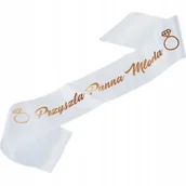 Gadżety na imprezę - Biała Szarfa Rose Gold Panna Młoda Panieński Ch - miniaturka - grafika 1