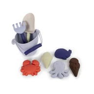 Zestawy naczyń dla dzieci - Filibabba Silikonowy zestaw wiaderko i zabawki do piasku Blue Mix - miniaturka - grafika 1