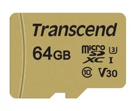 Karty pamięci - TRANSCEND TS64GUSD500S, microSDXC, 64 GB + adapter - miniaturka - grafika 1