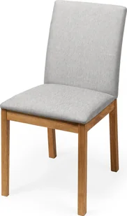 Krzesło do jadalni BERG, tapicerowane tkaniną Cocoon (jasnoszary), eleganckie i solidne krzesło, 1 sztuka, wykonane z litego drewna dębowego - Krzesła - miniaturka - grafika 1