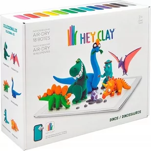 Interaktywna plastelina DINOZAURY /18 kolorów/ kreatywna zabawa / HEY CLAY - Masy plastyczne - miniaturka - grafika 1