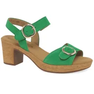 Sandały damskie - Gabor Fantastica Sandały damskie Zamsz Verde Uk 5 - miniaturka - grafika 1