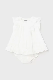 Sukienki i spódniczki dla dziewczynek - Mayoral Newborn sukienka niemowlęca kolor biały mini rozkloszowana - grafika 1