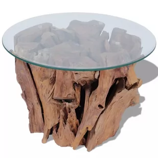 vidaXL Stolik kawowy z solidnego drewna tekowego, okrągły blat 60 cm - Ławy i stoliki kawowe - miniaturka - grafika 1