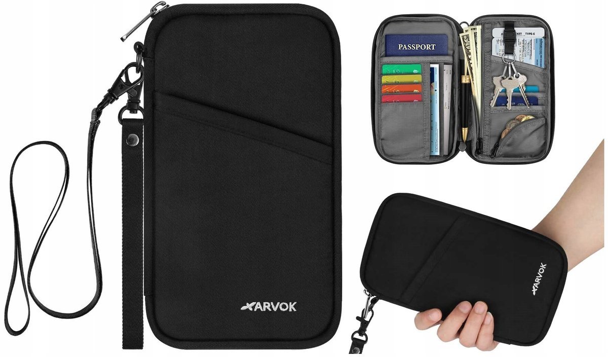 PASZPORTÓWKA SASZETKA MĘSKA ANTYKRADZIEŻOWA RFID PORTFEL PODRÓŻNY TORBA