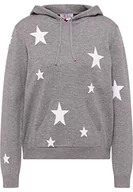 Bluzy damskie - IZIA Damska bluza z kapturem Hoona, szary melanż wełniany biały, M/L, Szary melanż wełniany biały, M-L - miniaturka - grafika 1