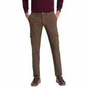 Spodnie męskie - Spodnie męskie materiałowe z kieszeniami cargo oliwkowe V2 OM-PACG-0178 S - miniaturka - grafika 1