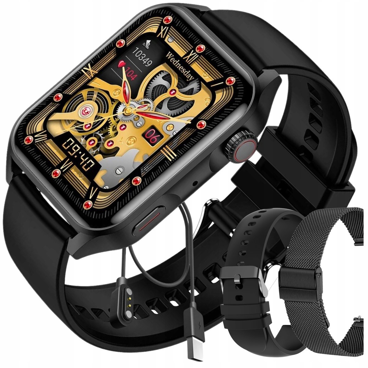 SMARTWATCH ZEGAREK MĘSKI MENU PL ROZMOWY SPORT POWIADOMIENIA PULS AMOLED