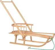 Sanki i ślizgacze - Springos Drewniane sanki z oparciem i pchaczem UNIWERSALNY - miniaturka - grafika 1