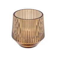 Świeczniki - Świecznik Szklany Prążkowany 7x7x8 cm - miniaturka - grafika 1