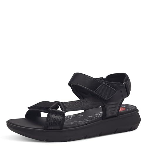 Jana Softline 8-28770-42 001 czarne płaskie sandały damskie, wygodne, na co dzień, odświętne, eleganckie, rybackie, czarny, 38 EU Weit