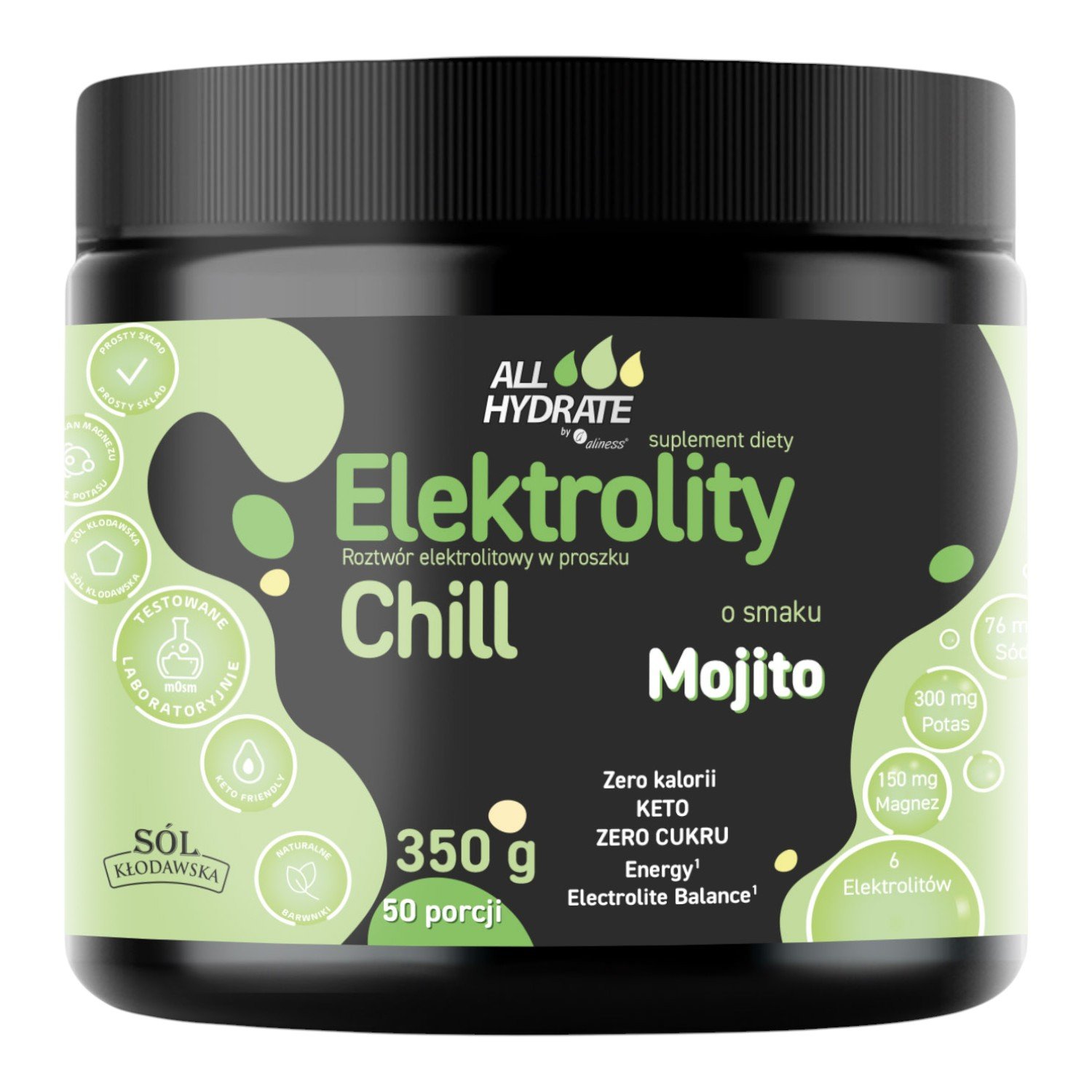 Allhydrate Elektrolity Chill o smaku mojito Proszek do rozpuszczania, 350 g