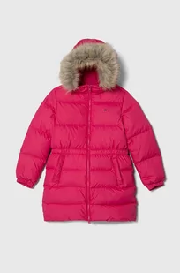 Tommy Hilfiger kurtka puchowa dziecięca kolor różowy - Kurtki i płaszcze dla dziewczynek - miniaturka - grafika 1