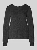 Bluzki damskie - Bluzka o kroju regular fit z długim rękawem i odznaczającym się, metalicznym wzorem na całej powierzchni model ‘CAROL’ - miniaturka - grafika 1